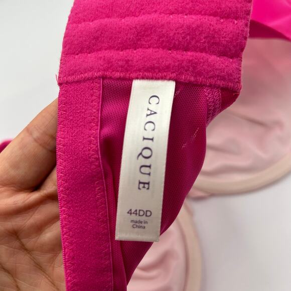 Cacique Bra 44DD NWT Bold Lace Full Coverage Underwire Pink Plus Lane Bryant - Picture 9 of 14